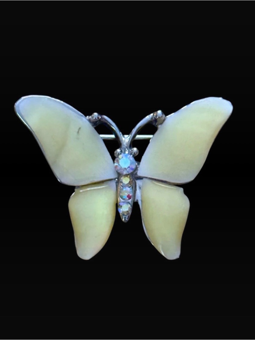 Small Mother Of Pearl Butterfly Brooch